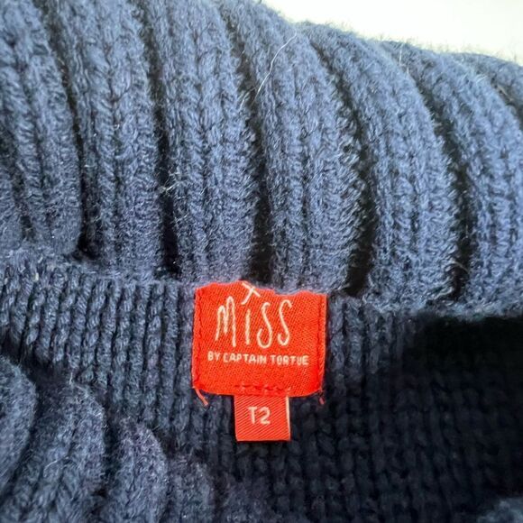 Turtleneck Sweater Miss Capitan size S cotton blue beige brown - Picture 8 of 13